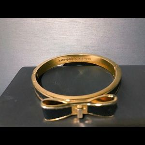 Kate Spade Black Gold Ribbon Bow Bracelet Bangle